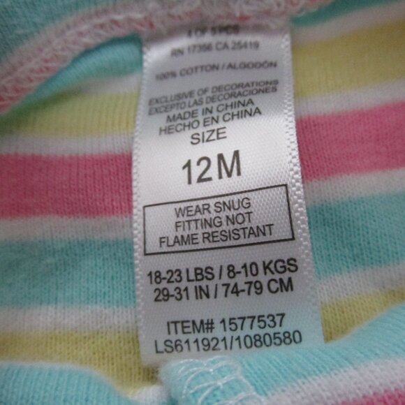 Pull On Shorts Toddler Girls Size 12M Pink Yellow Blue Striped Elastic Bottoms‎ - Picture 2 of 3